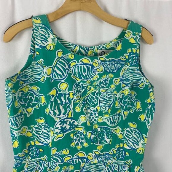 Lilly Pulitzer Vintage Green Turtle Print Dress Women's Size 8 - Picture 4 of 16